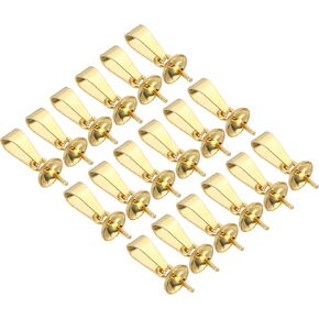 PATIKIL 14x3mm Eye Pin Peg Bail, 30Pcs Stainless Steel Cup Peg Bail Pin Pearl Pendant Connector for Jewelry Making Earring Necklace Bracelet DIY Crafts, Gold