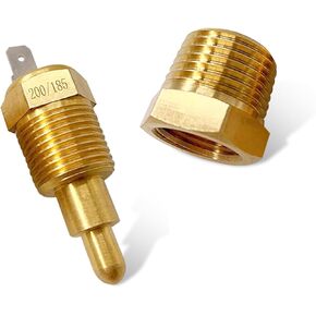 1 Pack Car Engine Sensor Switch with 3/8In Pipe Thread, 200 to 185 Degrees Vehicle Cooling Fan Thermostat Control Accessories for 10In 12In 14In 16In Fan, Universal for Most Cars (Gold)