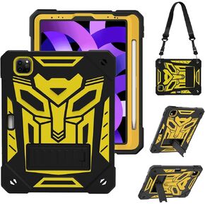 DreamerX iPad Air 5th/4th Generation 10.9" Case with Tempered Glass Screen Protector, Butterfly iPad Pro 11 Case 2022 2021 2020 2018 with Kickstand Shoulder Strap Pencil Holder Kids Girls Case Cover