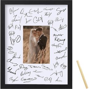 eletecpro 16x20 Signature Picture Frame with White Mat Display 8x10 Photo for Wedding, Celebrations and Graduation, Home Decor for Wall Hanging, Black