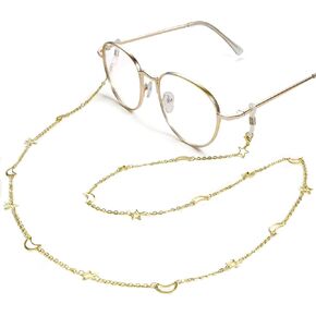 DNLKWGO Pentagram Eyeglass Chain Sunglasses Chains with star and moon Reading Glasses Retainer for Women