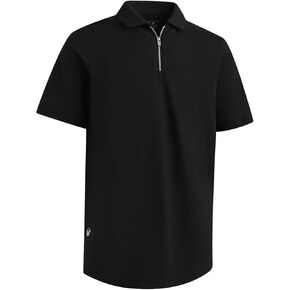 Men's Long and Short Sleeve Casual Zipper Polo Shirt Plain Lightweight Polo Soft Breathable Business Polo Shirt