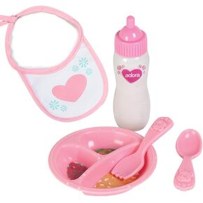 Adora Baby Doll Accessory and Magic Feeding Set, Includes Magic Plate, Disappearing Milk Bottle, Bib, Fork, and Spoon, Birthday Gift For Ages 2+