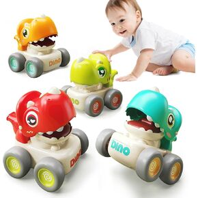 Dinosaur Car Toys for Toddlers 1-3, Press and Go Racing Cars Set, Baby Toys 18 Months, Whistle Vehicles for 1 Year Old Boys Girls, Baby Christmas Birthday Gifts