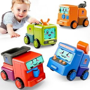 iPlay, iLearn Construction Push Go Car Toys for Toddlers, 2 in 1 Kids Robot Racing Cars, Infant Play Vehicle Set, Mini Pull Back Push Go Friction Car, 3-4-5-6 Years Old Boys Cool Birthday Gift - Robot