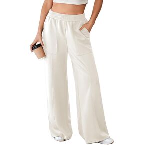 Aleumdr Women's Wide Leg Sweatpants Elastic High Waisted Long Pants Casual Loose Yoga Pants with Pockets 2024