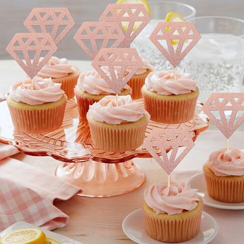 24 PCS Bride to Be Cupcake Toppers with Heart Ring Dress Bridal Shower Cupcake Picks Wedding Engagement Bachelorette Party Cake Decorations Supplies in Kuwait