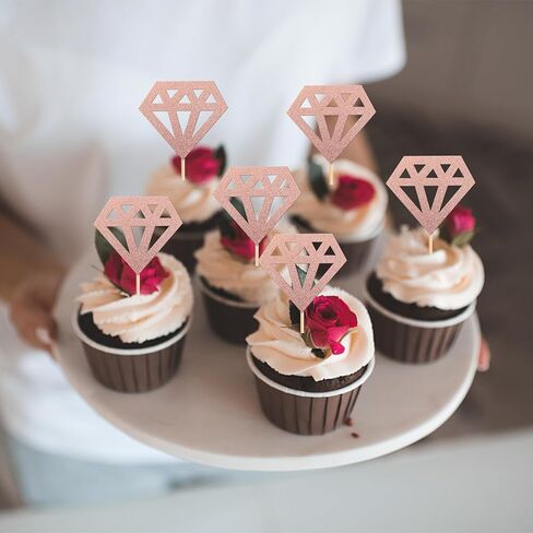 24 PCS Bride to Be Cupcake Toppers with Heart Ring Dress Bridal Shower Cupcake Picks Wedding Engagement Bachelorette Party Cake Decorations Supplies in Kuwait