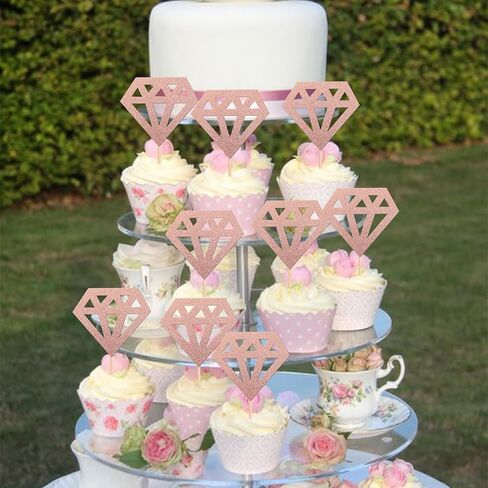 24 PCS Bride to Be Cupcake Toppers with Heart Ring Dress Bridal Shower Cupcake Picks Wedding Engagement Bachelorette Party Cake Decorations Supplies in Kuwait