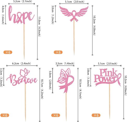 30 قطعة من أغطية الكب كيك للتوعية بسرطان الثدي، بريق صدق الأمل، شريط الطاقة الوردي، قطع كب كيك للتوعية بسرطان الثدي، ديكورات الحفلات والكعك in Kuwait