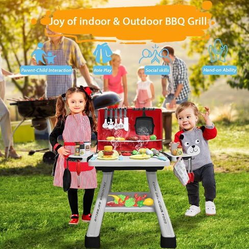 Barbecue Grill Toy Set, Kids BBQ Kitchen Playset with Smoke Sound Light Simulation Camping Cooking Interactive Pretend Play Food Toy for Toddlers Girls Boys Ages 2-6 in Saudi Arabia
