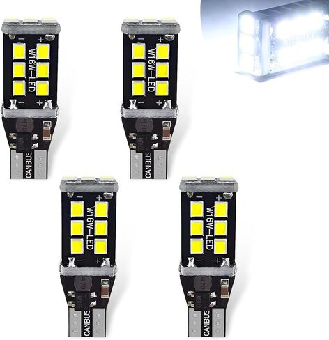 Pack-4 Car T15 LED Reversing Light, W16W 912 921 906 Stable IC Decoded Driver Canbus Error-free Bulb Replacement, 2835-15SMD Instant Start Waterproof Bulb, Universal for Most Cars (White) in Saudi Arabia