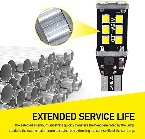 Pack-4 Car T15 LED Reversing Light, W16W 912 921 906 Stable IC Decoded Driver Canbus Error-free Bulb Replacement, 2835-15SMD Instant Start Waterproof Bulb, Universal for Most Cars (White) in Saudi Arabia