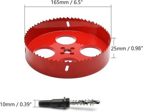 مجموعة منشار ثقب ثنائي المعدن من Hegebeck مقاس 6.5 بوصة مجموعة منشار ثقب HSS مع عمق قطع 0.98 بوصة للمعادن والخشب والحديد PVC 1 قطعة in Saudi Arabia