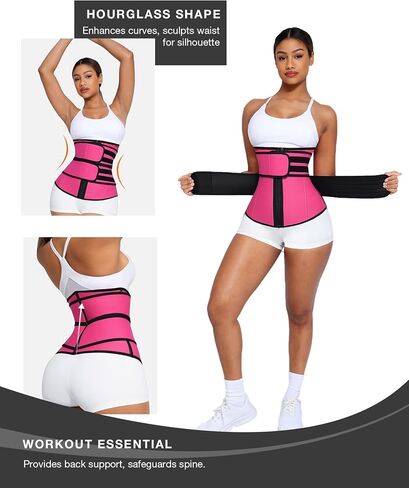 Waist Trainer for Women Long Torso Sauna Workout Waist Trainers Double Belts Neoprene Corset Waist Cincher Zipper Trimmer in Saudi Arabia