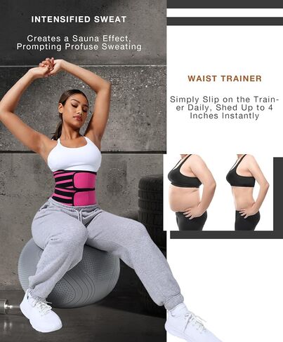 Waist Trainer for Women Long Torso Sauna Workout Waist Trainers Double Belts Neoprene Corset Waist Cincher Zipper Trimmer in Saudi Arabia