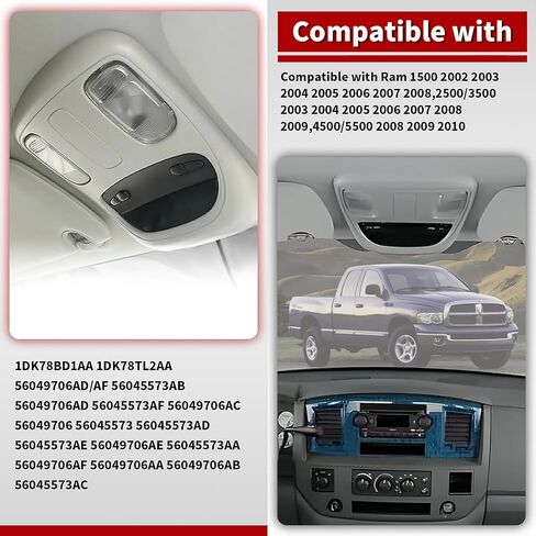 Overhead Console Housing Assembly Dome Map Reading Light Lamp Compatible with Ram 1500 2500 3500 2006-2010 1DK78BD1AA 1DK78-BD1AA in Saudi Arabia
