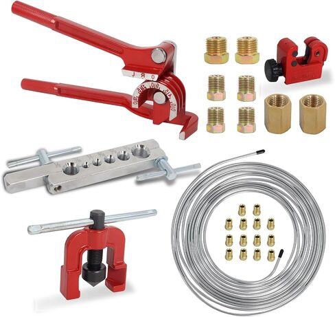 Wadoy Brake line Flaring kit Include 25 FT 3/16" Copper Coated Brake Line with Fittings,Brake line Bender,Single Flare Tool with Cutter,Brake Line Bender in Saudi Arabia