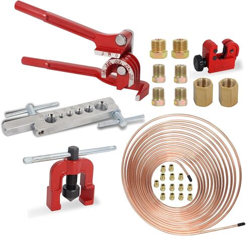 Wadoy Brake line Flaring kit Include 25 FT 3/16" Copper Coated Brake Line with Fittings,Brake line Bender,Single Flare Tool with Cutter,Brake Line Bender in Saudi Arabia