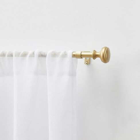 مارثا ستيوارت بارينغتون كافيه ويندوز 86 بوصة طول قابل للتعديل 5/8 بوصة قطر قضيب ستارة معدني مع نهائيات مستديرة، 48 بوصة إلى 86 بوصة، ذهبي in Kuwait