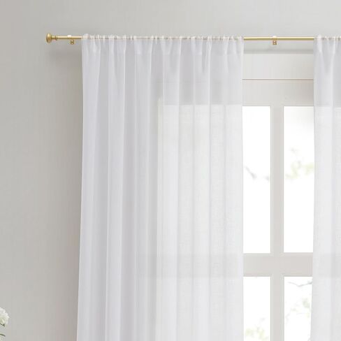 مارثا ستيوارت بارينغتون كافيه ويندوز 86 بوصة طول قابل للتعديل 5/8 بوصة قطر قضيب ستارة معدني مع نهائيات مستديرة، 48 بوصة إلى 86 بوصة، ذهبي in Kuwait