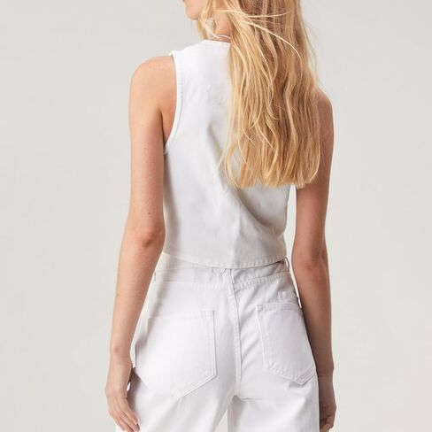 Women's Lace Up Tie Front Sleeveless Denim Deep V Neck Sleeveless Low Cut Vest Slim Fit Going Out Solid Crop Top in Kuwait