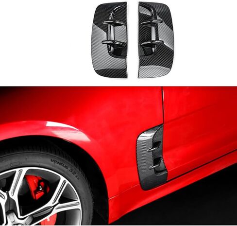 Side Fender Vent Cover Car Front Side Fender Air Vent Outlet Cover Compatible with Kia Stinger Accessories (Carbon Fiber Style Side Fender Vent Cover) in Saudi Arabia