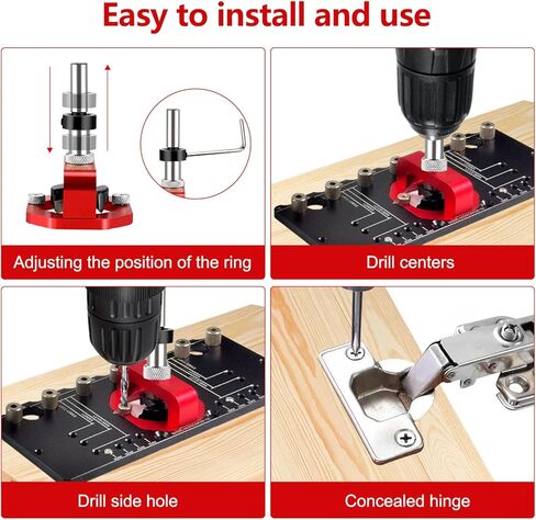 مفصلات خزانة الباب المخفية، 35 مم من سبائك الألومنيوم بمفصلات نقر، محدد موقع دليل حفر ثقب النجارة لتركيب الخزانة والباب in Kuwait