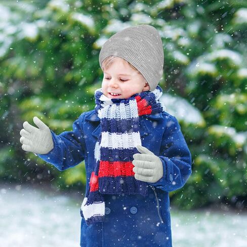 Cooraby 6 Pack Kid's Winter Beanies Hat Full Fingers Gloves Set Skull Winter Caps Stretchy Gloves for Boys Girls in Kuwait