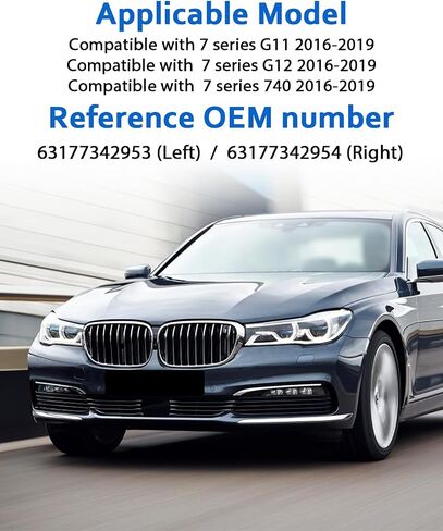 Front Left Side Bumper LED Fog Light Replacement, Compatible with BMW G11 G12 740i 750i xDrive M760i xDrive 7-Series(2016-2019) Left Replace OEM 63177342953, Driver Side Fog Lamp Assembly in Kuwait