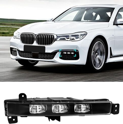 استبدال ضوء الضباب LED للمصد الأمامي الأيسر، متوافق مع BMW G11 G12 740i 750i xDrive M760i xDrive 7-Series(2016-2019) استبدال اليسار OEM 63177342953، مجموعة مصابيح الضباب الجانبية للسائق in Kuwait