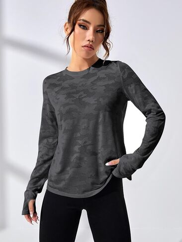 تي شيرت SweatyRocks نسائي طويل الأكمام للتمرينات الرياضية وملابس رياضية متقاطعة من الخلف لليوجا الرياضية in Kuwait