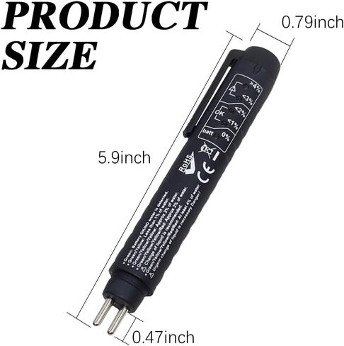 قلم اختبار سائل فرامل السيارة، جهاز اختبار سائل الفرامل، أداة اختبار تشخيص السيارة مع 5 مؤشرات LED، محلل رطوبة الزيت السائل الهيدروليكي مناسب لسائل الفرامل DOT 3 DOT 4 DOT 5.1 in Kuwait