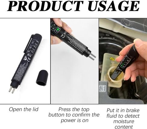 قلم اختبار سائل فرامل السيارة، جهاز اختبار سائل الفرامل، أداة اختبار تشخيص السيارة مع 5 مؤشرات LED، محلل رطوبة الزيت السائل الهيدروليكي مناسب لسائل الفرامل DOT 3 DOT 4 DOT 5.1 in Kuwait