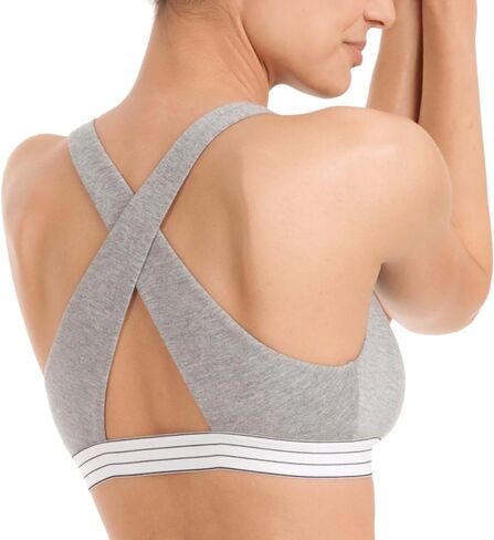 حمالة صدر متقاطعة من الخلف للنساء | صورة ظلية حمالة صدر لاسلكية Crossback مع فتحة رقبة على شكل حرف V عميقة | نسيج مودال فائق النعومة in Kuwait