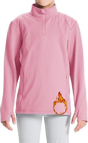 DEVOROPA Kids Girls Fleece Jacket Long Sleeve Thermal Shirts 1/4 Zip Pullover Fall Winter Athletic Horse Sweater Outfits Cute in Saudi Arabia
