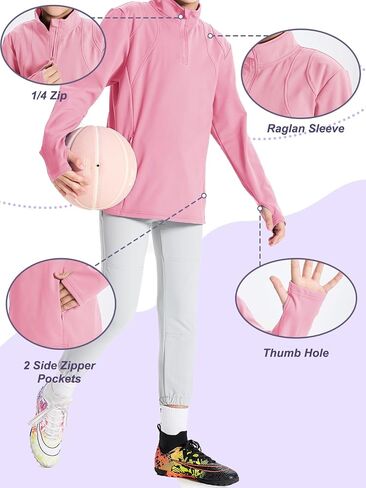 DEVOROPA Kids Girls Fleece Jacket Long Sleeve Thermal Shirts 1/4 Zip Pullover Fall Winter Athletic Horse Sweater Outfits Cute in Saudi Arabia