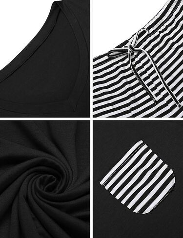 Women 2 pc Pajama Set Short Sleeve V Neck Top Pants Sleepwear Pj Sets in Saudi Arabia
