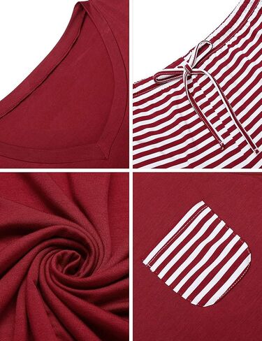 Women 2 pc Pajama Set Short Sleeve V Neck Top Pants Sleepwear Pj Sets in Saudi Arabia