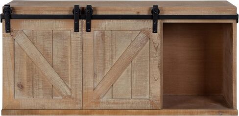 Kate and Laurel Cates Decorative Wood Wall Storage Cabinet with Two Sliding Barn Doors, Rustic Gray in Kuwait