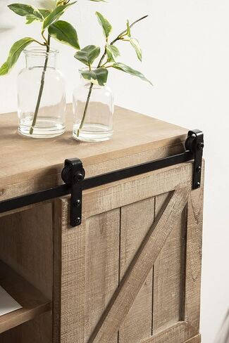 Kate and Laurel Cates Decorative Wood Wall Storage Cabinet with Two Sliding Barn Doors, Rustic Gray in Kuwait