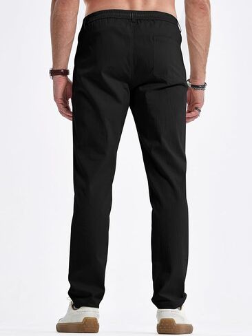 JMIERR Men's Casual Chino Pants Stretch Washed Crinkle 4 Way Textured Pants with Zipper Pockets and Elastic Waistband in Saudi Arabia