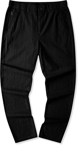 JMIERR Men's Casual Chino Pants Stretch Washed Crinkle 4 Way Textured Pants with Zipper Pockets and Elastic Waistband in Saudi Arabia