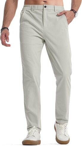 JMIERR Men's Casual Chino Pants Stretch Washed Crinkle 4 Way Textured Pants with Zipper Pockets and Elastic Waistband in Saudi Arabia