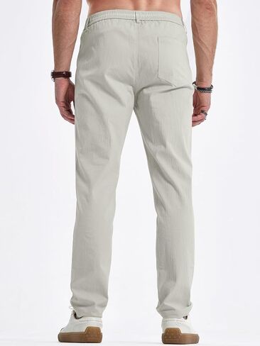 JMIERR Men's Casual Chino Pants Stretch Washed Crinkle 4 Way Textured Pants with Zipper Pockets and Elastic Waistband in Saudi Arabia