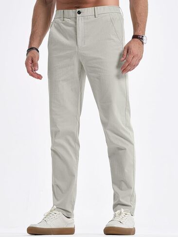 JMIERR Men's Casual Chino Pants Stretch Washed Crinkle 4 Way Textured Pants with Zipper Pockets and Elastic Waistband in Saudi Arabia