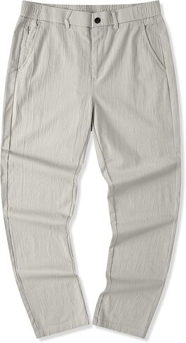 JMIERR Men's Casual Chino Pants Stretch Washed Crinkle 4 Way Textured Pants with Zipper Pockets and Elastic Waistband in Saudi Arabia