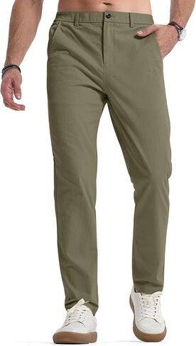 JMIERR Men's Casual Chino Pants Stretch Washed Crinkle 4 Way Textured Pants with Zipper Pockets and Elastic Waistband in Saudi Arabia