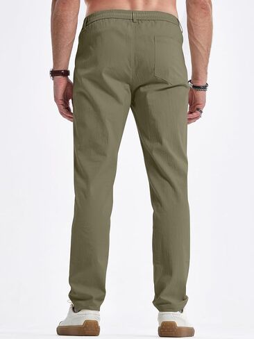 JMIERR Men's Casual Chino Pants Stretch Washed Crinkle 4 Way Textured Pants with Zipper Pockets and Elastic Waistband in Saudi Arabia
