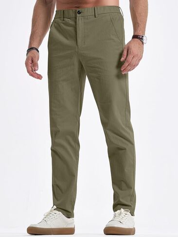 JMIERR Men's Casual Chino Pants Stretch Washed Crinkle 4 Way Textured Pants with Zipper Pockets and Elastic Waistband in Saudi Arabia
